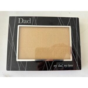 Prinz Dad My Hero Black Glass 4x6 Picture Frame Silver Accents 5556-642